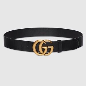 Gucci Black Belt with Gold GG Buckle